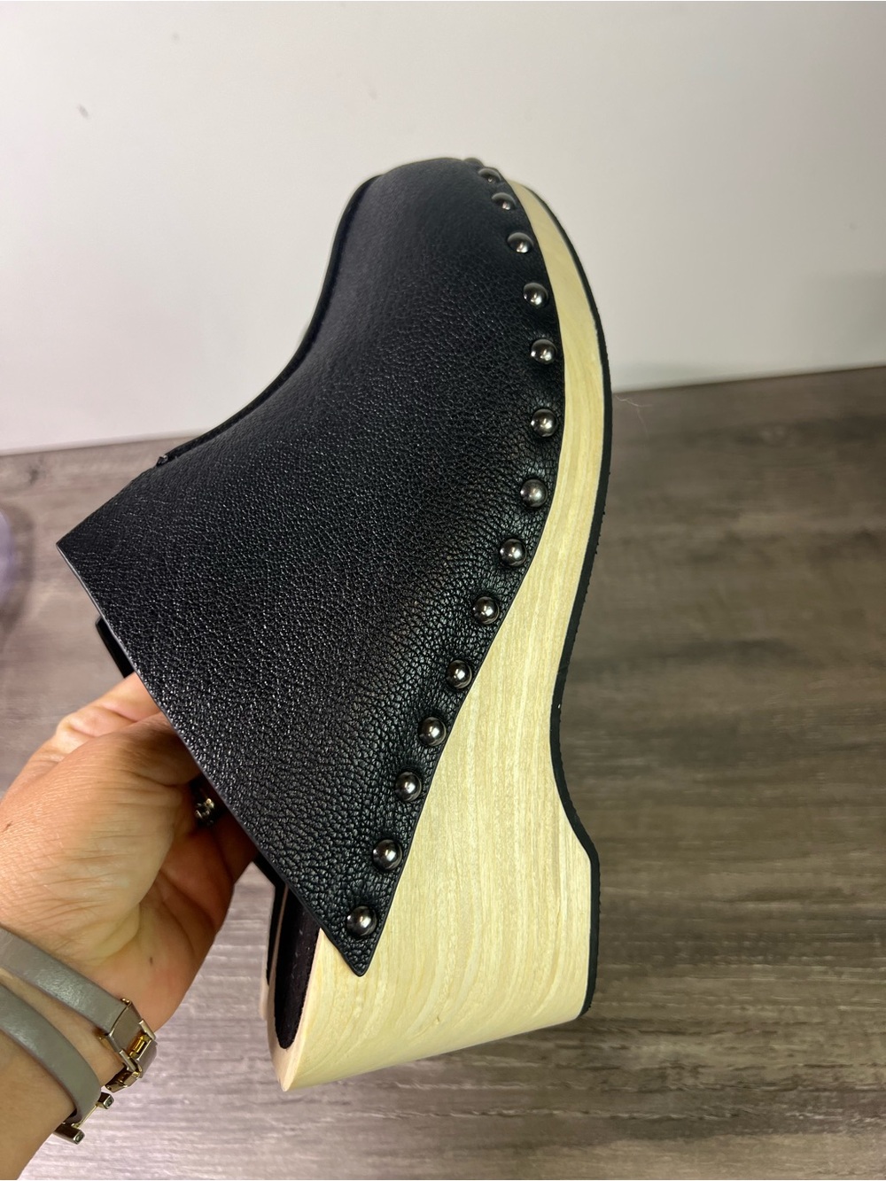 Kelsi Dagger Brooklyn Black Jhett Clogs with Studded Trim size 8 $190 - Picture 6 of 9